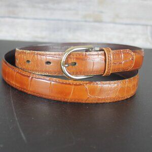 Gator Grain Brown Leather Belt Size 38/95 Men Adjustable Made in U.S.A.  Buckle